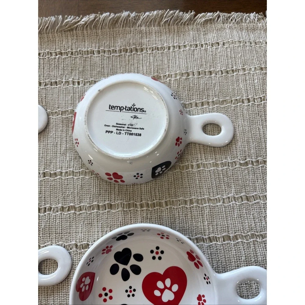 Temp-tations Pawfetti (4) Individual Handles Bowls Dog Cat Paw Prints Hearts